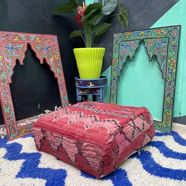 MAGNIFIQUE pouf marocain en laine, pouf ottoman marocain, pouf marocain coloré, fait main vintage marocain, coussins de siège décoratifs, pouf