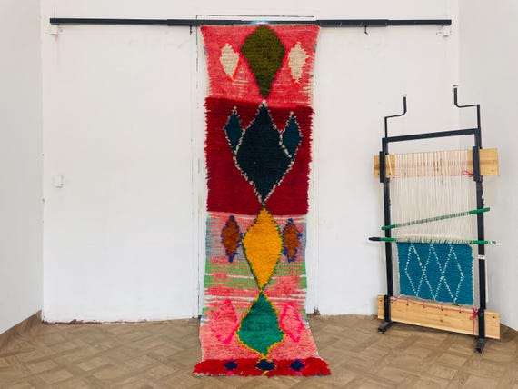 Handknotted Moroccan Rug , Shag Carpet, Boujaad Rug for BedRoom, Azilal Moroccan Rug, Vintage Moroccan Rug , Berber Carpet , Tribal Wool Rug