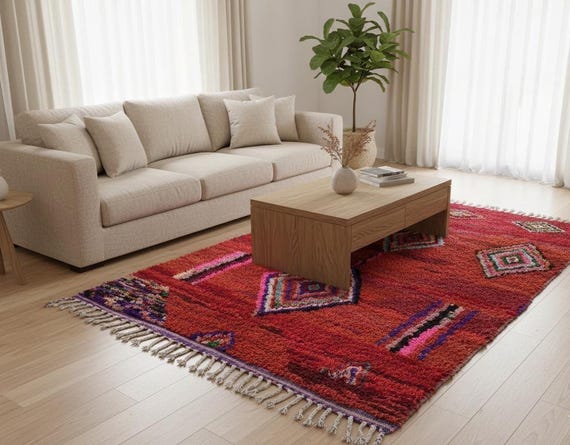 Custom 6x9 Maximalist Decor | Abstract Checkered & Moroccan Rug for Cozy Spaces