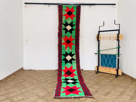 Colorful Berber Kitchen Carpet - Vintage Style Moroccan Rug Runner,  Narrow Flatweave Wool, Ethnic Washable Entry Rug, Artisanal Home Gift
