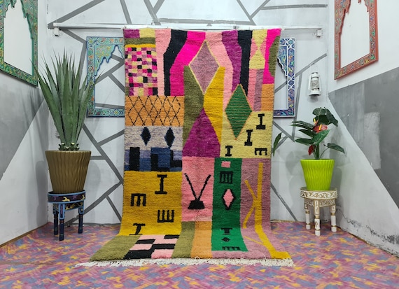 Handmade Moroccan Area Rug - Vibrant Custom Carpet, Large Colorful Wool Boho Rug, Perfect Housewarming Gift