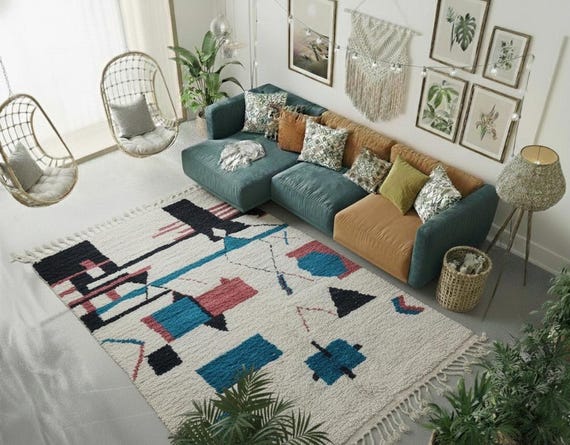 Handmade 6x9 Boujaad Wool Rug, Berber Moroccan Rug