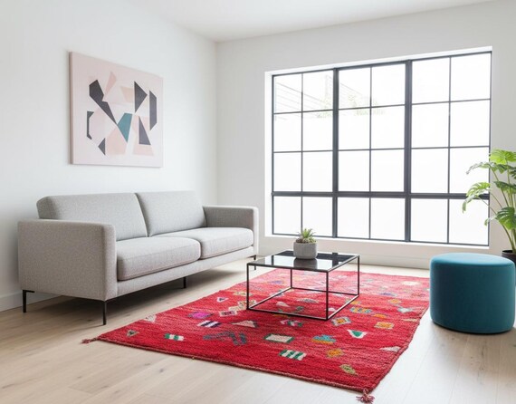 Handmade Beni Ourain Rug, Wool Berber Carpet, Custom Size