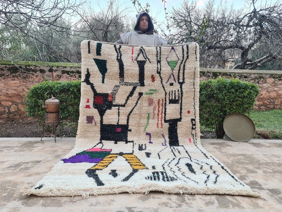 Abstract Azilal Moroccan Rugs - Custom Area Rug for Living Room, Kids Room - Perfect Valentines Day Gift for Eclectic Home Decor Furniture