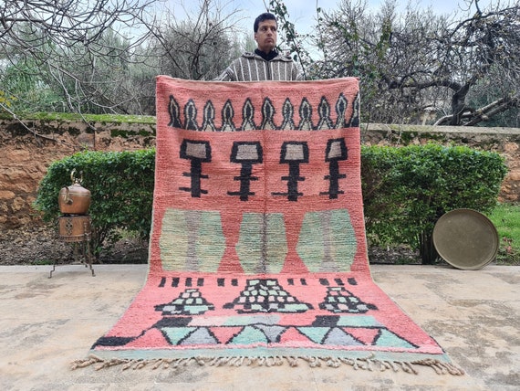 Authentic Moroccan rug , Moroccan Boujad Rug, Azilal rug, Bohemian Rug, Handmade Rug, Pink Rug, Berber carpet, Berber Rug, Tapis Marocain