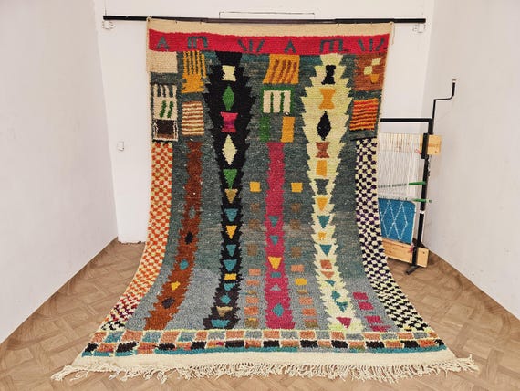 Stunning Living room Rug, Oversized Rug - Blue Rug - Salon Rug - Boho Bedroom Rug - Gift Handmade Area Rug - Moroccan Rug