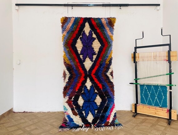 2x6 ft - Moroccan Runner Rug - Entry Way Runner - Morocco Berber Rug - Blue Runner - Morrocan Area Rug - Bohemian Decor Bedroom