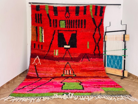 Moroccan Area Rug 8x10, Red Rugs for Living Room Bedroom, Vintage Style Bohemian Rug, Best Quality Rug, Farmhouse Rug, Multi Size Rug