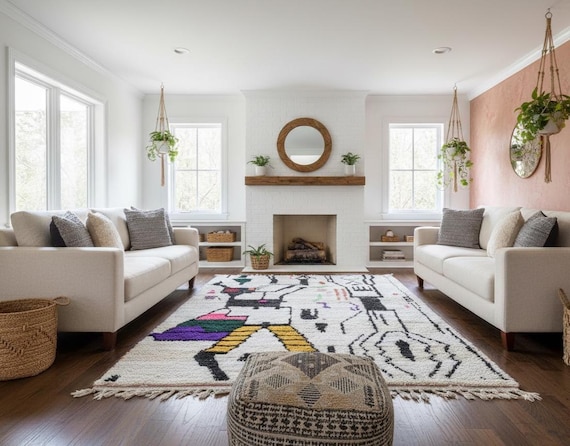 Amazing Moroccan Boujaad Rug - Azilal Style Moroccan Wool Rug - Custom Size Rug - Moroccan Berber Rug - Handmade Rug