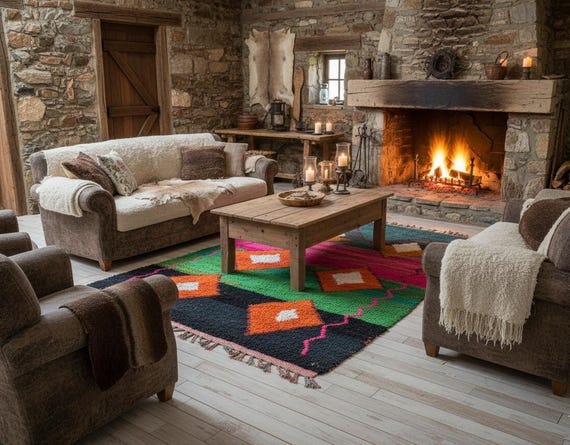 Handwoven Moroccan Wool Rug, Berber Shag Rug, Custom Size Available