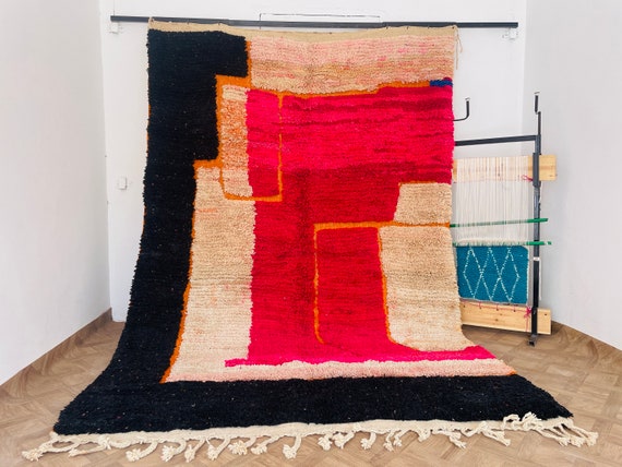 Cozy Elegance! Beni Ourain Wool Rug – Handwoven Bedroom Carpet – Organic Scandinavian Berber Rug for Minimalist Home Décor