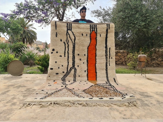 Custom Fabulous Boujad Rug - Authentic Azilal Moroccan Rug - Custom Size Handmade Rug - Hand Knotted Area Rug Bedroom