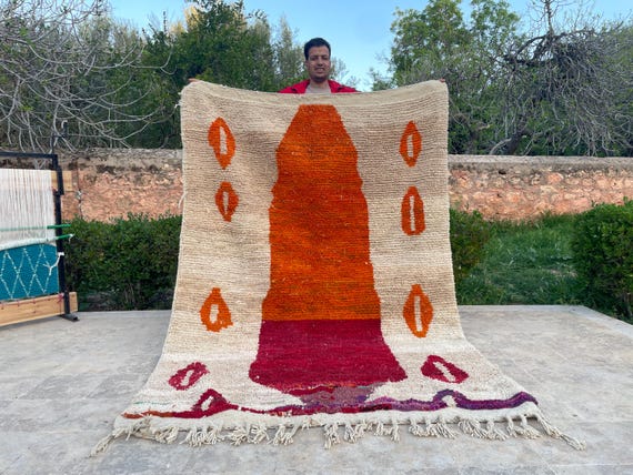 Outdoor Rug, Custom Rug, Unique Rug, Rugs for Room, Sheep Wool Rug, Home Decor Accents, Orange Berber Rug, 8x10
