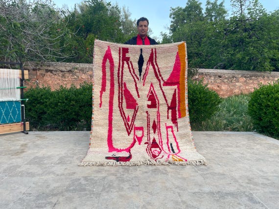 Pretty Boujad Moroccan Rug, Pink Bedroom Rug, Girly Room Rug, Cute Rug For Cottagecore Home Decor, Cozy Decor, Rug For Bedroom Aesthetic