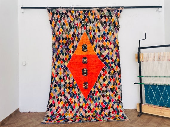 Handmade Wool Area Rug, Large Living Room Rug, Vintage Moroccan Tapis Berbere, Home Decor