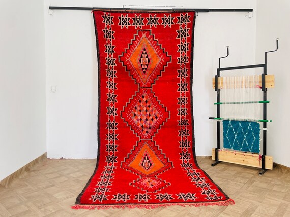 Area Rug, Wool Rug, Berber Carpet, Red Rug, Vintage Rug, Morrocan Rug, Bohemian Decor, Colorful Rug, Tapis Marocain, Traditional Rug