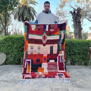 Custom Fabulous Boujad Rug - Authentic Moroccan Rug - Abstract Multicolored Carpet - Handmade Moroccan Rug - Azilal rug - Moroccan Carpet