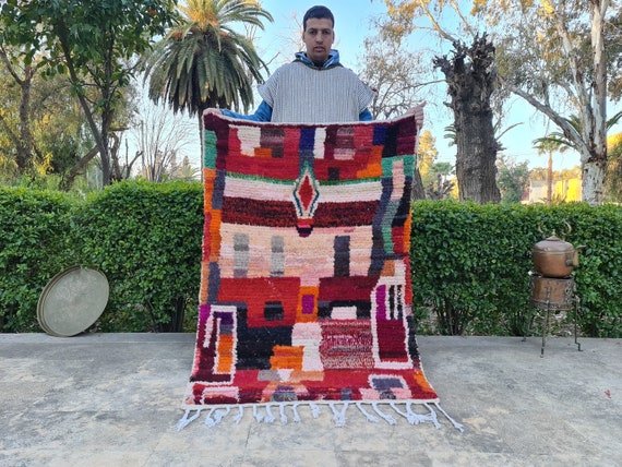 Custom Fabulous Boujad Rug - Authentic Moroccan Rug - Abstract Multicolored Carpet - Handmade Moroccan Rug - Azilal rug - Moroccan Carpet