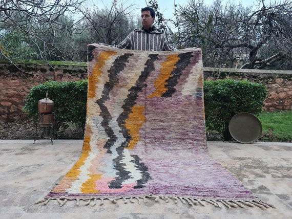 Abstract Handmade Rug - Large Area Rugs - Hand Knotted Wool Rug - Minimalist Home Decor - Rustic Farmhouse Living Room Rugs