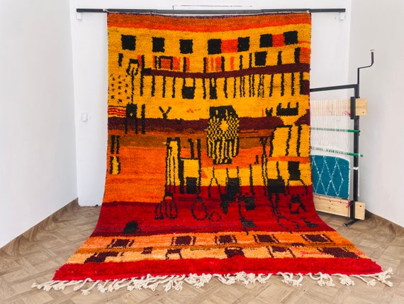 9x12 Moroccan Wool Rug - Handmade Berber Carpet - Tufted Area Rug for Living Room & Bedroom Decor