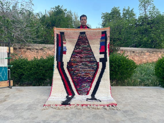 Moroccan Rug Custom by BERBERUGALLERY - Large Berber Wool Rug - Handmade Furniture Decor - Bohemian Living Room Rug
