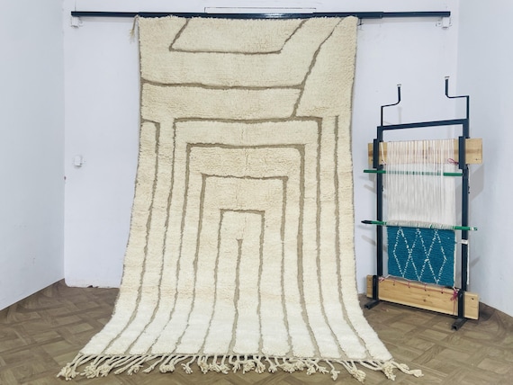 Custom Moroccan Wool Rug, Area Rug for Living Room, Handmade Gift, Beni Ourain 8x10 Bedroom Rug, Home Decor