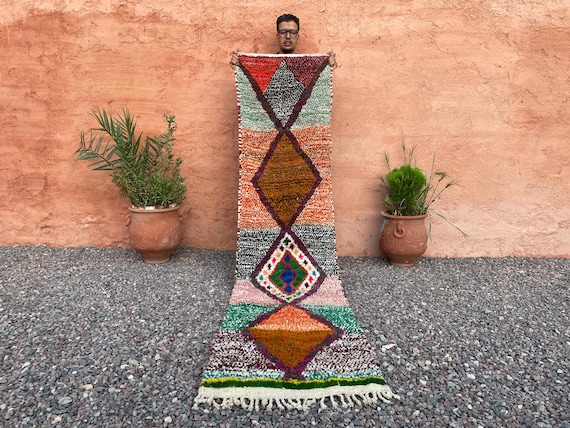 Berber MOROCCAN HALLWAY RUG – Custom Runner Rug - Handmade runner carpet – narrow morrocan rug - Pink Berber rug- Beni ourain rug
