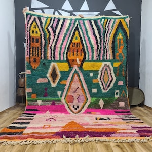 Custom Rug, Area Rug, Personalized Rug, Handmade Rug, Wool Rug, Bohemian Rug, Moroccan Rug, Tufted Rug, Berber Rug, Pink Rug, Green Rug
