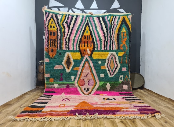 Custom Rug, Area Rug, Personalized Rug, Handmade Rug, Wool Rug, Bohemian Rug, Moroccan Rug, Tufted Rug, Berber Rug, Pink Rug, Green Rug