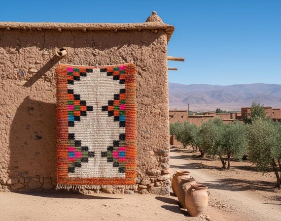 Brown Azilal Rug - Custom Berber Moroccan Wool Carpet | Bohemian Decor