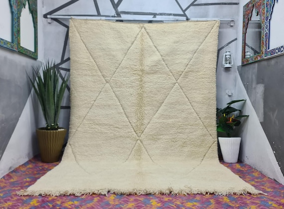 Beni Ourain Moroccan Rug, Wool Area Rugs, Mid Century Modern Custom Rug, 8x10 Nursery Rug, Handmade Living Room Rug, Bedroom Rug