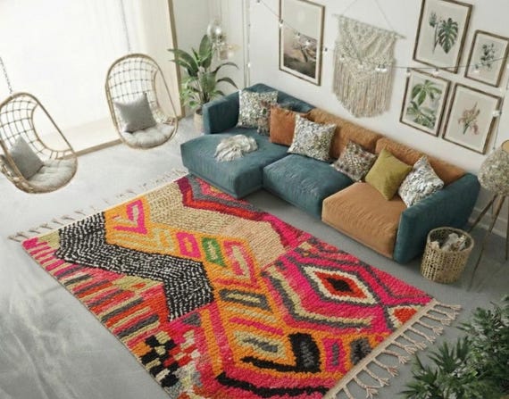 Pink Moroccan Rug, Handmade Wool Area Rug, Custom Berber Design