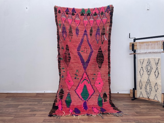 Mid Century Modern Moroccan Rug, Vintage Rug, Rugs For Living Room, Wool Rug, Area Rug, Textile Wall Art, Handmade Rug