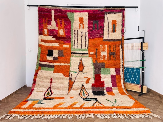 Authentic Moroccan Rug - Custom Rug - Shag Pile - Hand woven - Teppich - Furniture Unique - Home Décor Noël - Christmas Home Decoration