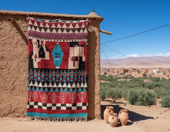 Custom Beni Ourain Style Rug | Handmade Moroccan Berber Floor Rugs for Living Room or Bedroom Decor