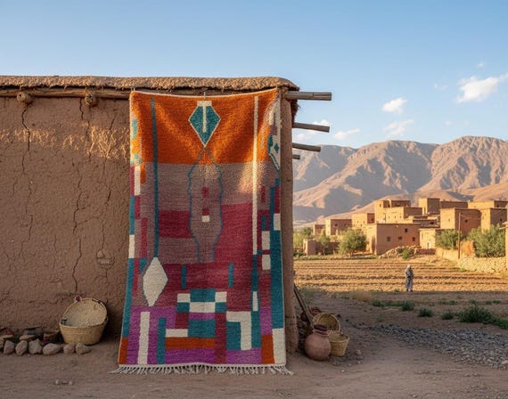 Vibrant Beni Ourain Style Rug - Authentic Moroccan Berber Carpet