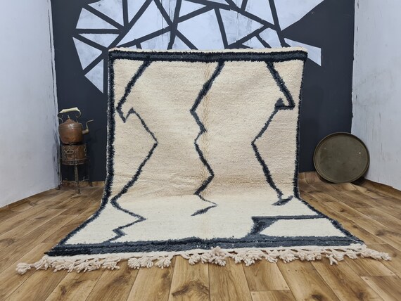 Authentic White Beni Ourain Moroccan Rug by Berberugallery • Luxurious • Traditional Berber Design • Large Plush Wool Carpet