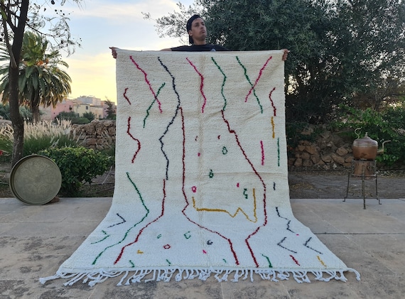 Azilal Rug For Living Room 9x12 By Berberugallery • Moroccan Area Rug • Art Deco Artwork • Perfect Gift For Her • Valentine's Home Decor