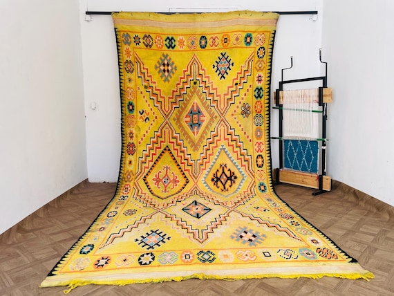 MOROCCAN HANDMADE WOOL Rug Boho - boujad berber carpet bohemian - vintage moroccan area rug - fabulous rug colorful - contemporary