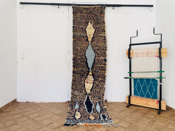 Handmade Moroccan Wool Runner Rug | Colorful Vintage Boho Area Carpet for Living Room