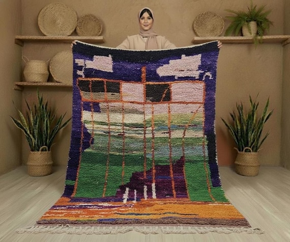 Berber Moroccan Wool Rug – Colorful Abstract Design