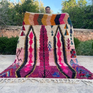 Bohemian Moroccan Berber Rug - Large Boujaad Wool Carpet - Handmade Soft Boho Area Rug - Boho Decor for Living Room or Bedroom