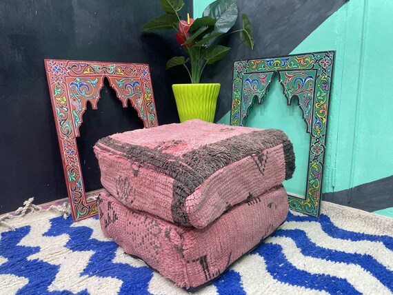 Unstuffed Moroccan Ottoman Pouf - Meditation Floor Cushion Seating - Outdoor Furniture - Quirky Living Room Decor Boho