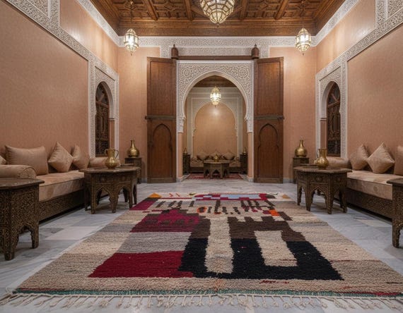 Hand Tufted Wool Rug - Abstract Brown Berber Carpet | Custom Size Moroccan Area Rug