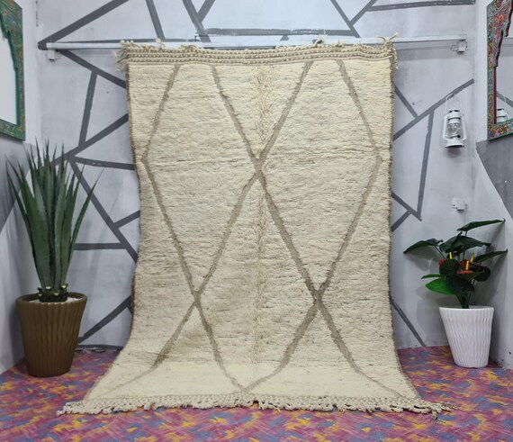 Handmade Mid Century Rug, Moroccan 8x10 Area Rug, Custom Wool Rug, Beni Ourain Nursery Rug, Bedroom Rug, Living Room