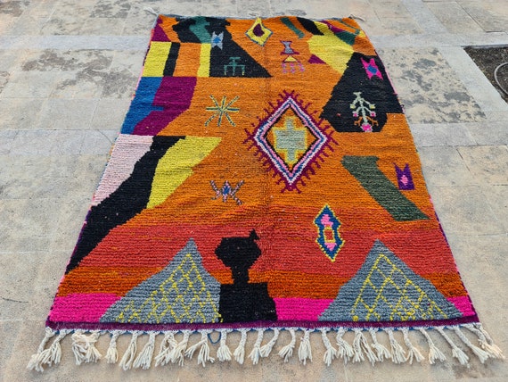 Orange Wool Berber Rug – Handcrafted Moroccan Area Rug, 9x12