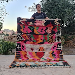 Bohemian Rug, Custom Fabulous Boujad Rug, Authentic Moroccan Rug, Azilal Rug, Abstract Multicolored Carpet, Handmade Moroccan Rug