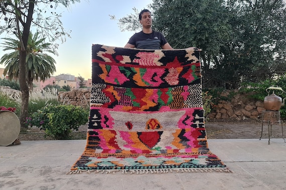 Bohemian Rug, Custom Fabulous Boujad Rug, Authentic Moroccan Rug, Azilal Rug, Abstract Multicolored Carpet, Handmade Moroccan Rug