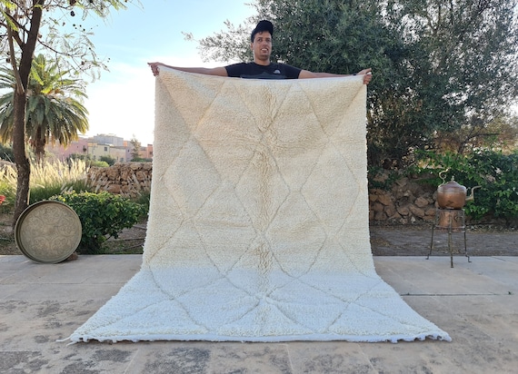 Mid Century Modern Home Decor Carpet - White Rug For Bedroom Extra Large - Custom Moroccan Rug Handmade - Personalized Gifts Home