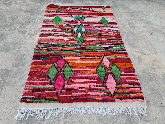 Handmade Berber Wool Rug: Colorful Moroccan Shag Rug